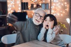 grandpa and grandson make a selfie