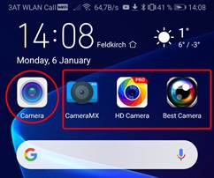 camera apps on mobile phone screen